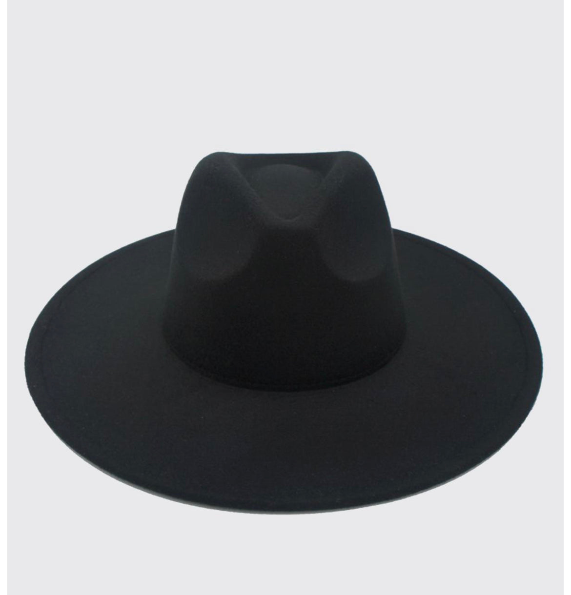 UFG Bandless Faux-Wool Wide Brim Fedora Hat