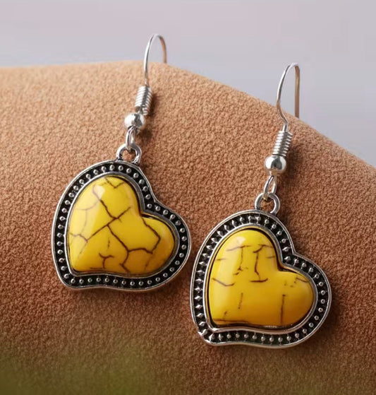 Yellow Hearts Earrings