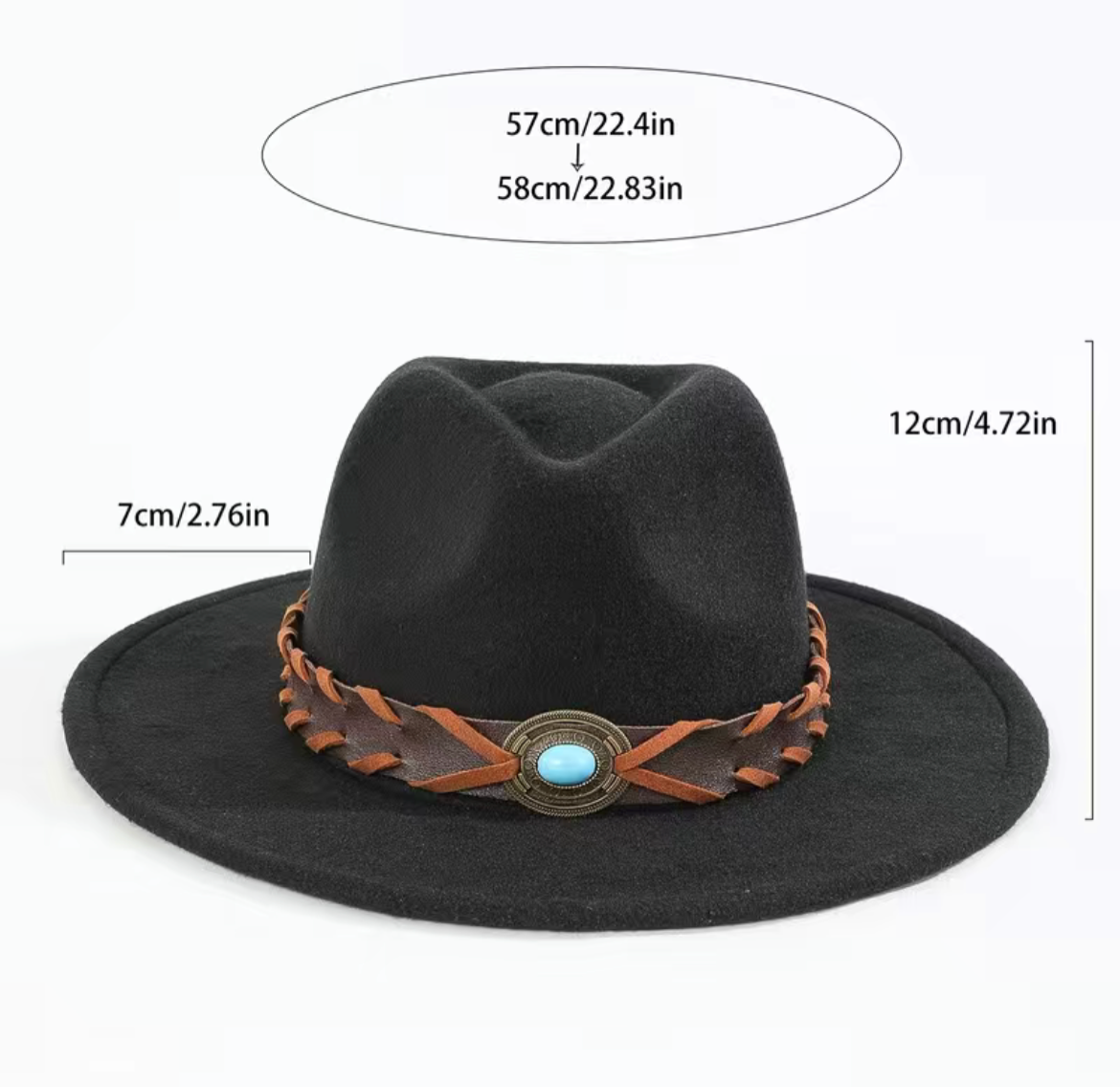 Classic Felt Western Hat - Black