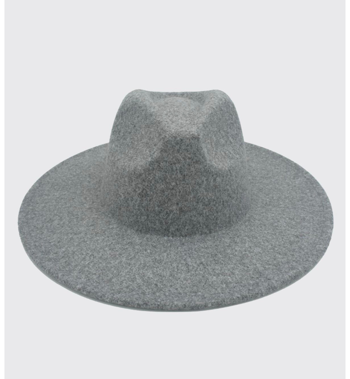 UFG  Bandless Faux-Wool Wide Brim Fedora Hat
