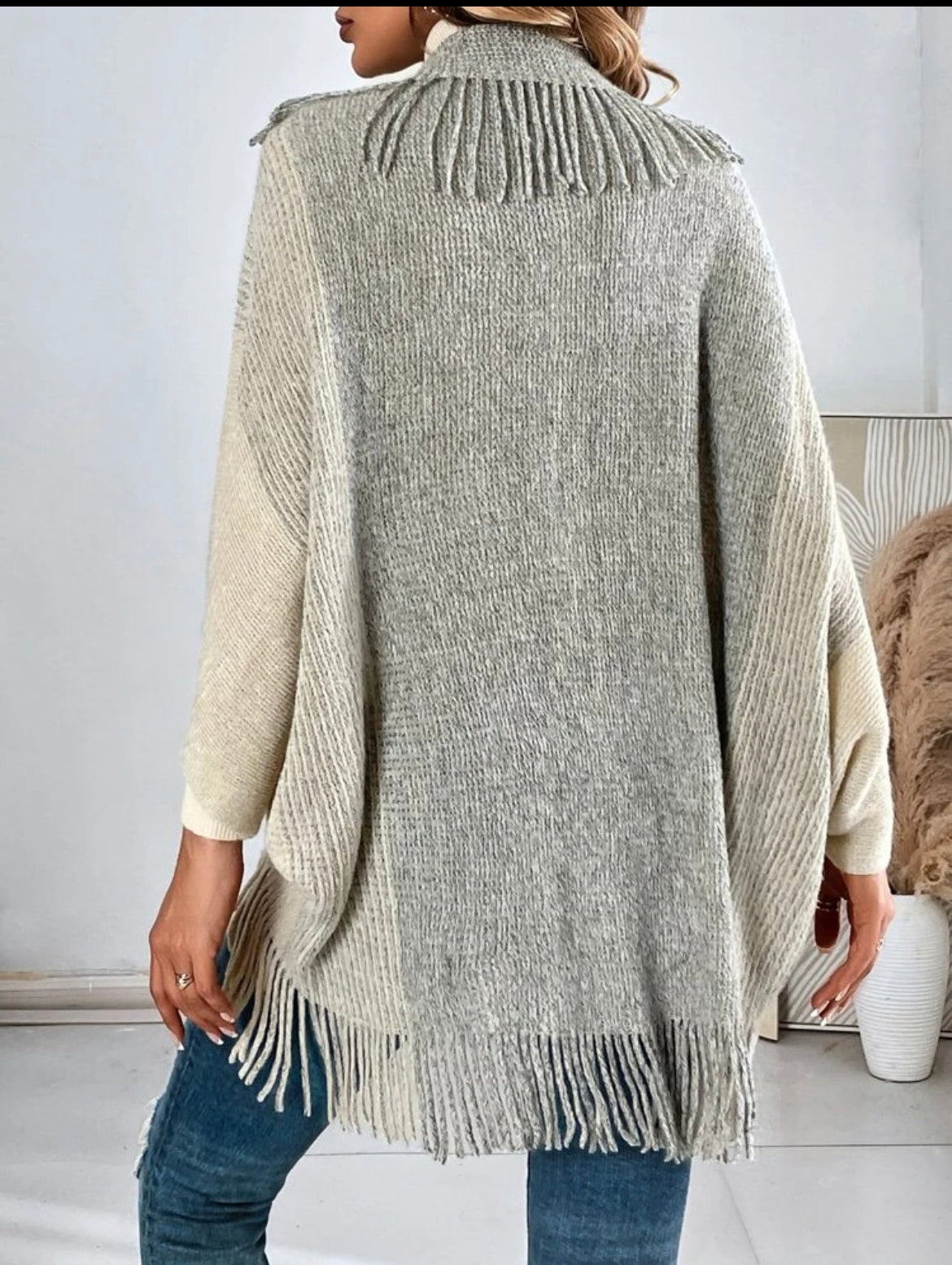 Winter White and Grey Cardigan