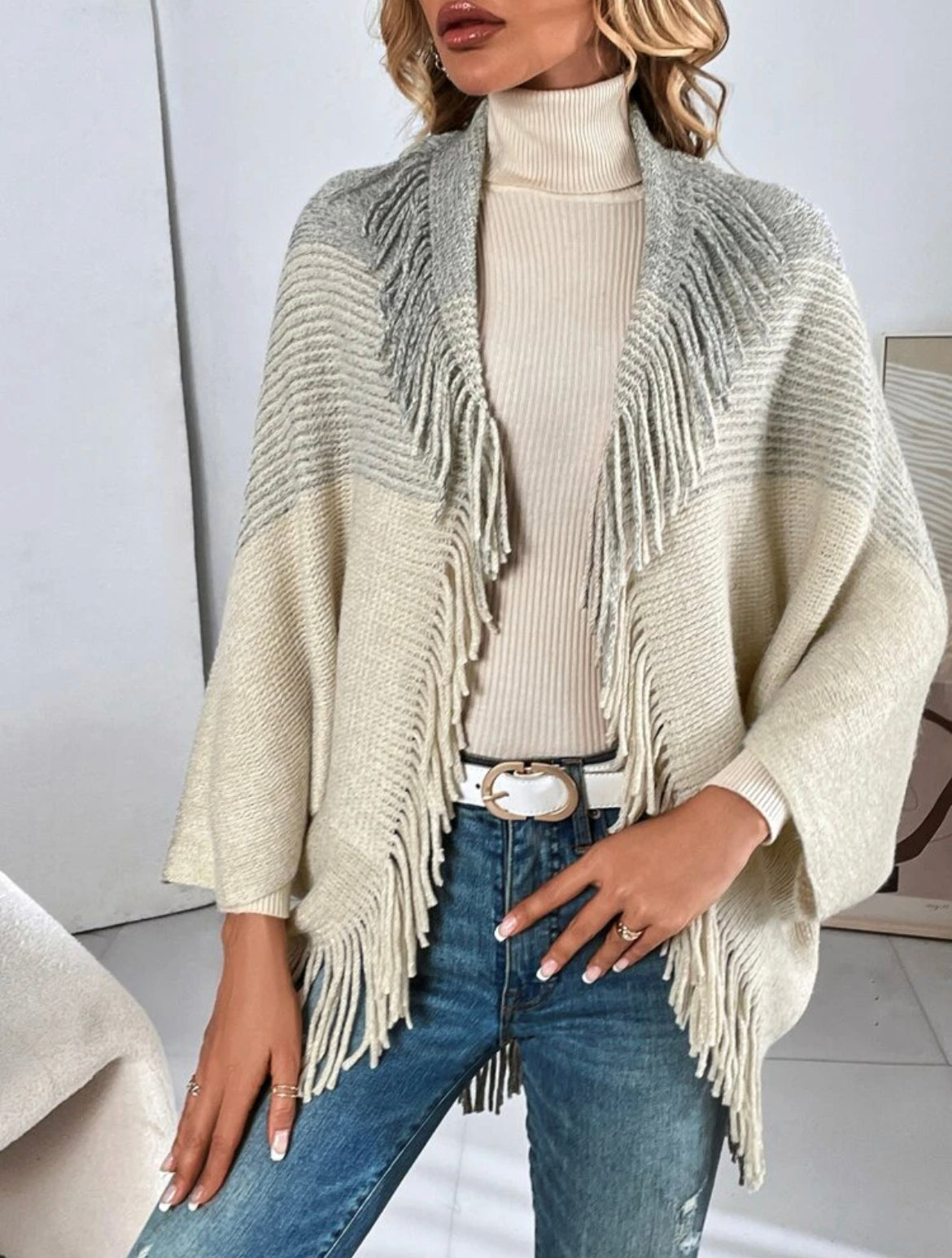 Winter White and Grey Cardigan