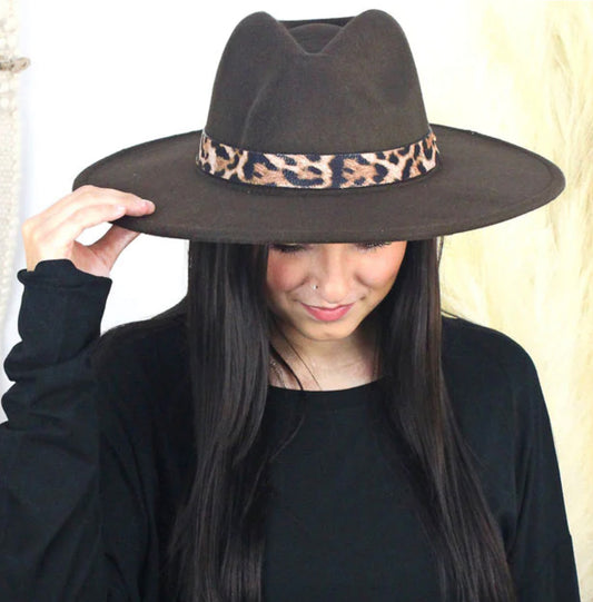 Jolene Dark Brown Wide Brim Hat
